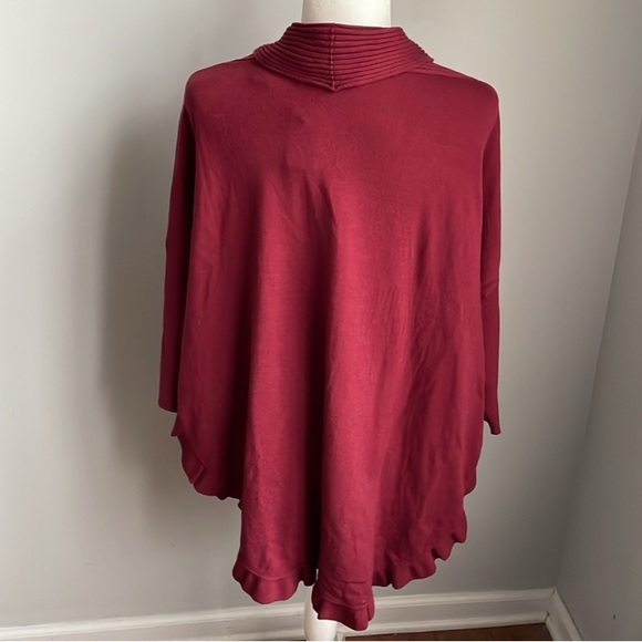 Soft Surroundings Burgundy Draped Ruffle Cardigan Sweater Size S/M - Picture 3 of 6